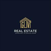 GV initial monogram logo for real estate design vector