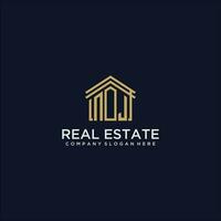 NJ initial monogram logo for real estate design vector