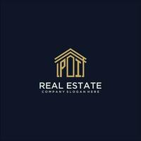 PI initial monogram logo for real estate design vector