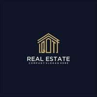 QT initial monogram logo for real estate design vector