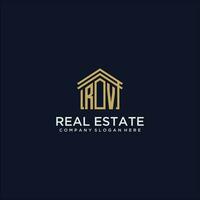 RV initial monogram logo for real estate design vector