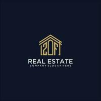 ZF initial monogram logo for real estate design vector