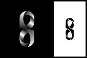 gradient metallic iron number 8 or eight logo design vector