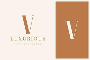 elegant simple minimal luxury serif font alphabet letter V logo design vector