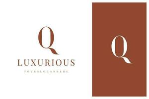 elegant simple minimal luxury serif font alphabet letter Q logo design vector