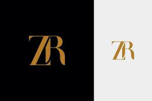 elegant simple minimal luxury serif font alphabet letter z combined with letter r logo design vector