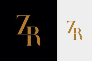 elegant simple minimal luxury serif font alphabet letter z combined with letter r logo design vector