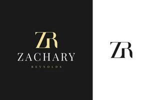 elegant simple minimal luxury serif font alphabet letter z combined with letter r logo design vector