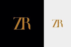 elegant simple minimal luxury serif font alphabet letter z combined with letter r logo design vector