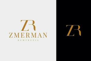 elegant simple minimal luxury serif font alphabet letter z combined with letter r logo design vector