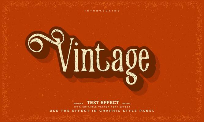 vintage retro grunge texture lettering style editable vector text effect alphabet font typography