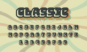 Clásico retro estilo vistoso vector alfabeto fuente tipografía tipo de letra