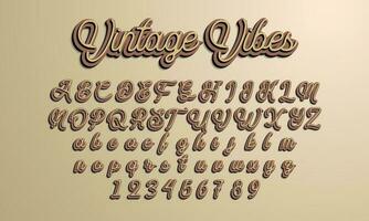 vintage retro style colorful vector alphabet font typography typeface