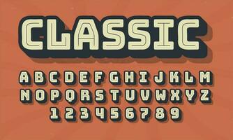 Clásico retro estilo vistoso vector alfabeto fuente tipografía tipo de letra