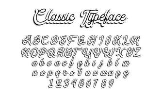 Clásico retro estilo vistoso vector alfabeto fuente tipografía tipo de letra