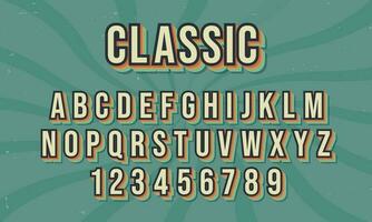 vintage retro style colorful vector alphabet font typography typeface