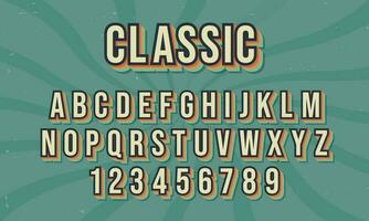 vintage retro style colorful vector alphabet font typography typeface