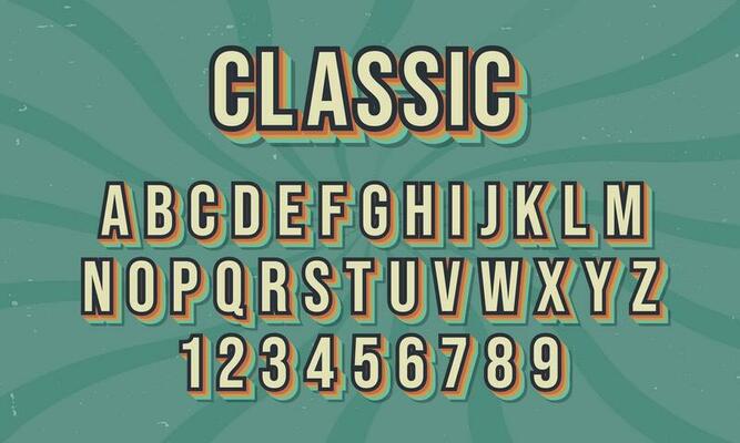 vintage retro style colorful vector alphabet font typography typeface
