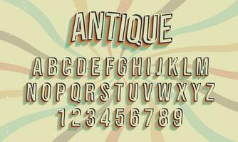 vintage retro style colorful vector alphabet font typography typeface