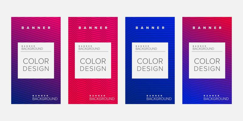 Background banner geometric line color design vector, vertical banner set