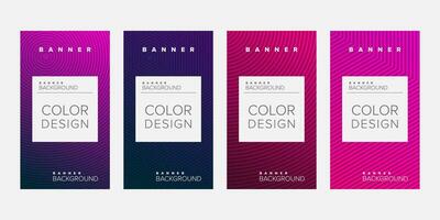 Background banner geometric line color design vector, vertical banner set vector