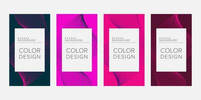 Abstract background banner wave line color design vector, vertical banner set vector