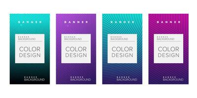 Background banner geometric line gradient color design vector, vertical banner set vector