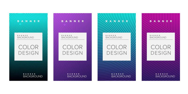 Background banner geometric line gradient color design vector, vertical banner set