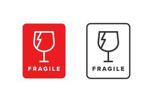 Fragile icon sign red color vector design