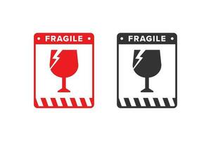 Fragile icon sign red color vector design