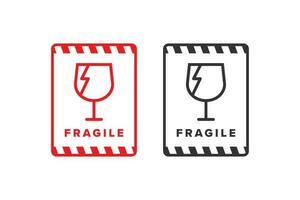 Fragile icon sign red color vector design