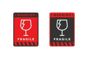 Fragile icon sign red color vector design