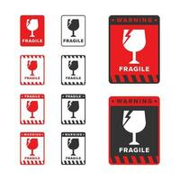 Fragile icon sign red color vector design