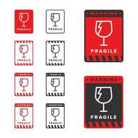 Fragile icon sign red color vector design