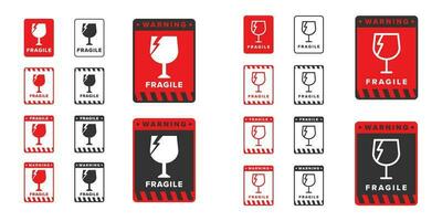 Fragile icon sign red color vector design