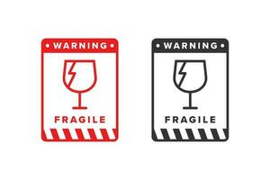 Fragile icon sign red color vector design