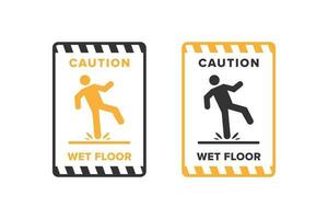 Wet floor icon vector design, signboard caution icon wet or slippery floor