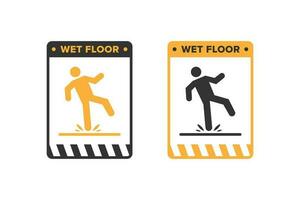 Wet floor icon vector design, signboard caution icon wet or slippery floor