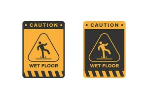 Wet floor icon vector design, signboard caution icon wet or slippery floor