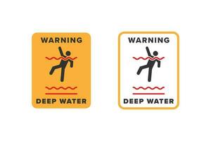 Deep water icon sign vector design, icon board warning not to swim because the water is very deep