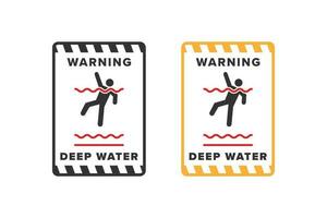 Deep water icon sign vector design, icon board warning not to swim because the water is very deep