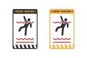 Deep water icon sign vector design, icon board warning not to swim because the water is very deep