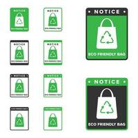 Eco friendly bag icon sign vector design, icon board appeals to use eco friendly bags