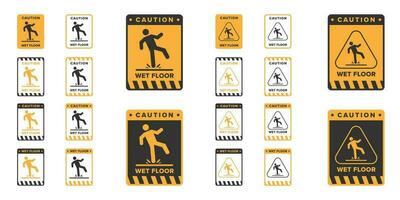 Wet floor icon vector design, signboard caution icon wet or slippery floor