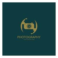 photography camera logo icon vector design template isolated on black background