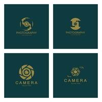 photography camera logo icon vector design template isolated on black background