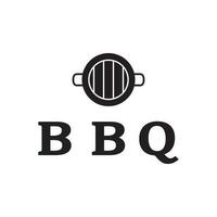 Simple Barbecue Vintage hot grill, with crossed flames and spatula. Logo for restaurant, badge, cafe and bar.vector vector