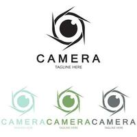 photography camera logo icon vector design template isolated on black background