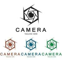 photography camera logo icon vector design template isolated on black background