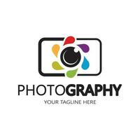 photography camera logo icon vector design template isolated on black background